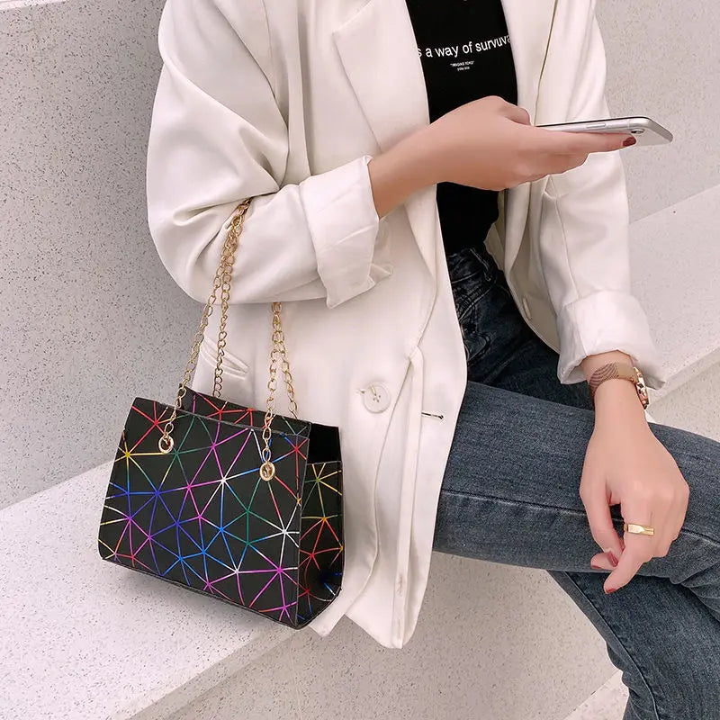 Women's Schoolgirl Rhombus Chain Small Square Bag Messenger Shoulder Bag