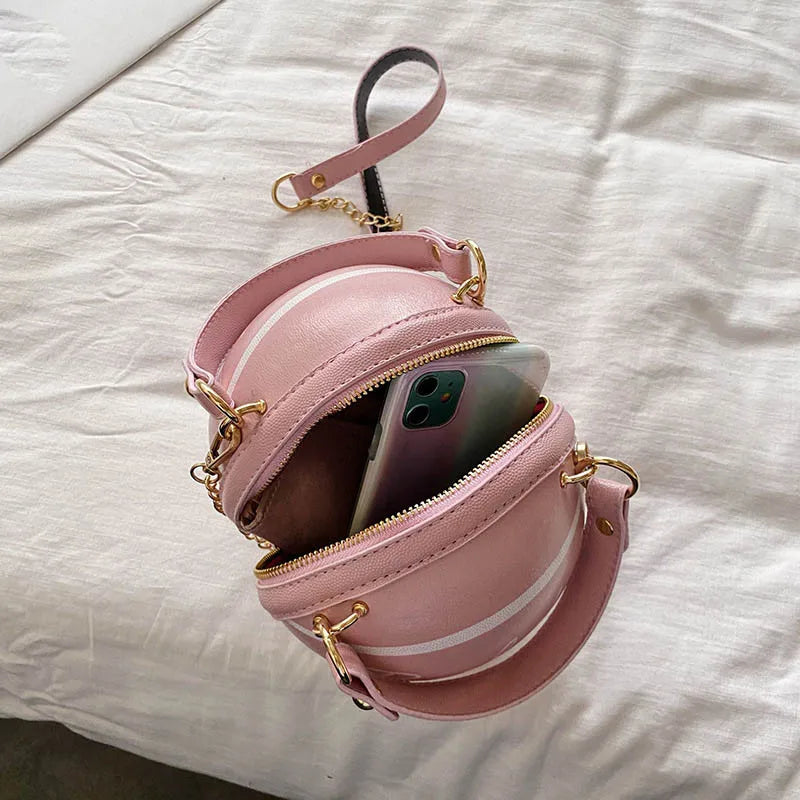 PU Leather Basketball Handbags Women Chain Shoulder Crossbody Bag