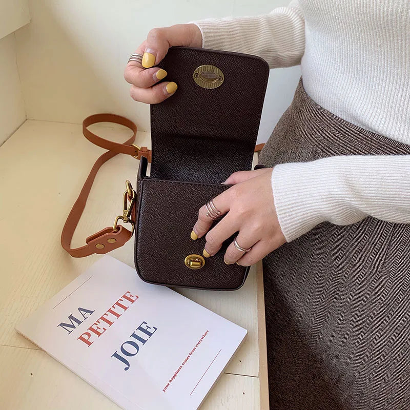 Mini Shoulder Bag Vintage Pu Leather Women Small Square Crossbody Bags