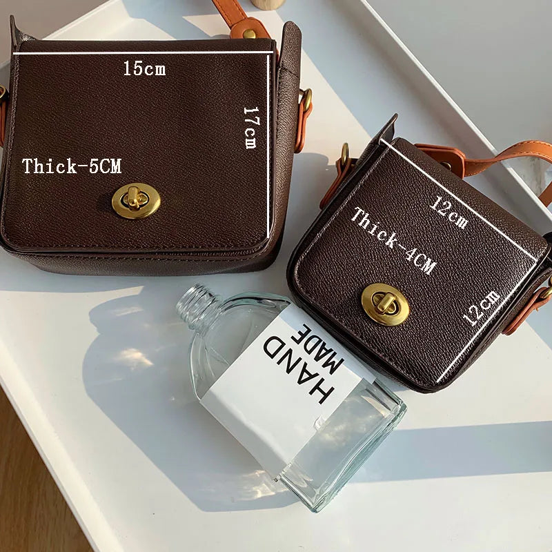 Mini Shoulder Bag Vintage Pu Leather Women Small Square Crossbody Bags