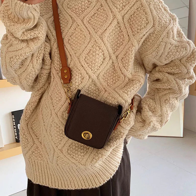Mini Shoulder Bag Vintage Pu Leather Women Small Square Crossbody Bags