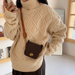 Mini Shoulder Bag Vintage Pu Leather Women Small Square Crossbody Bags
