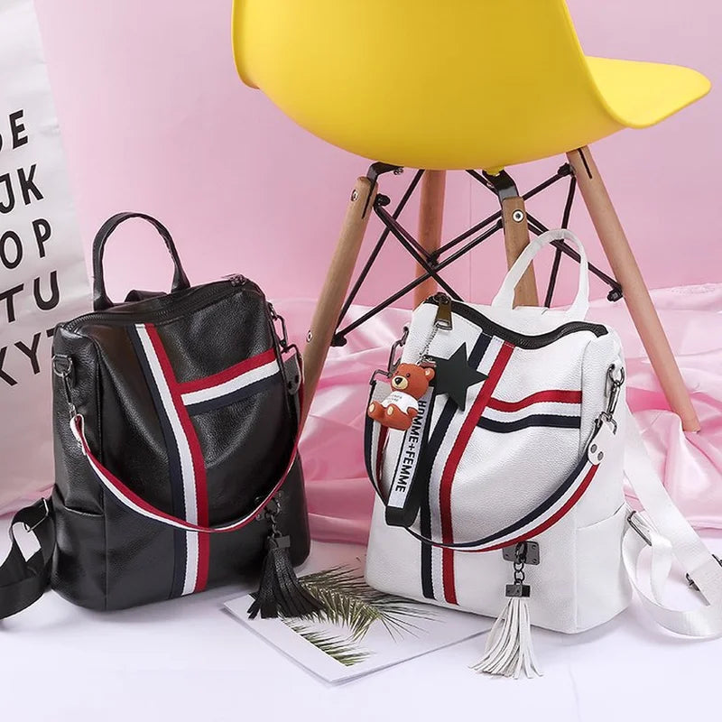 Retro Zipper PU Leather Backpack for Women