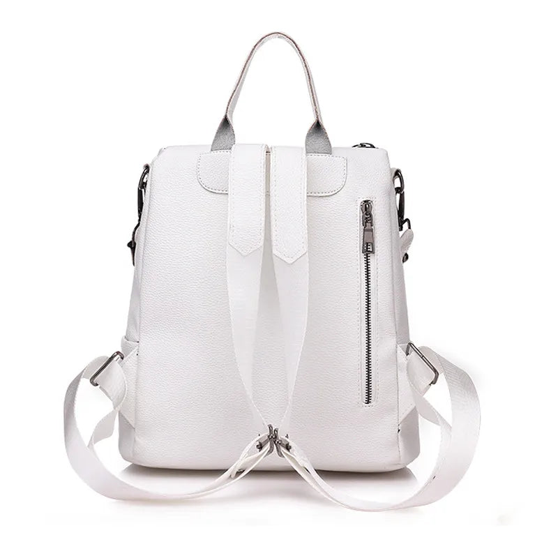 Retro Zipper PU Leather Backpack for Women
