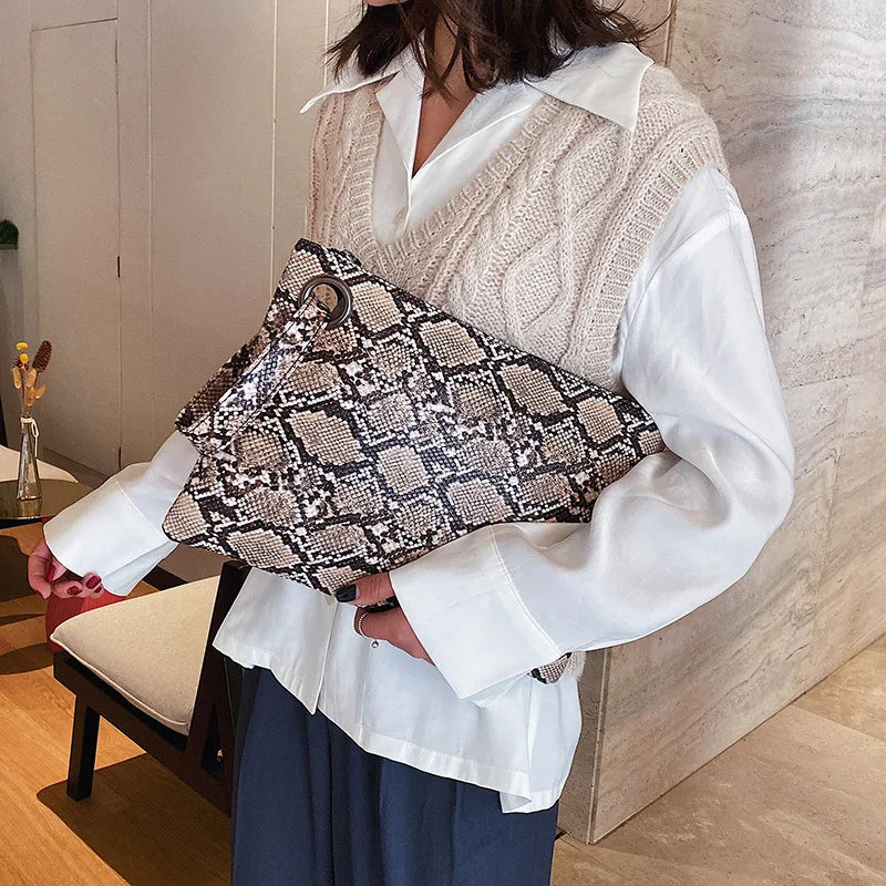 Snake Pattern Lady's Handba Sac A Main Femme Handbags Women Bags