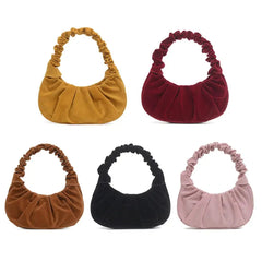 Pleated Handbag Autumn Winter Suede Totes Travel Dumpling Sac A Main Femme