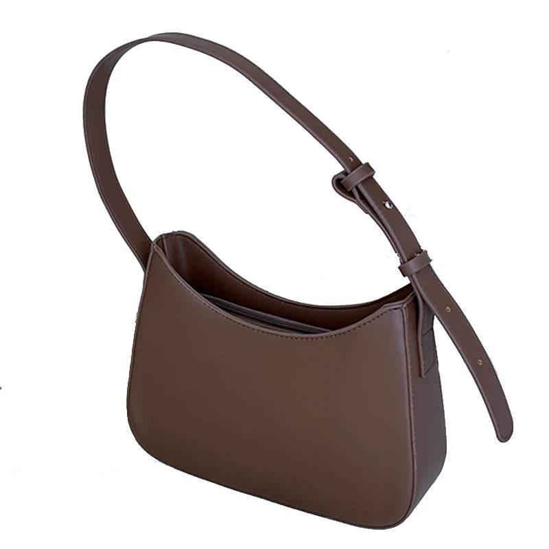 Women's PU Leather Zipper Underarm Bag Travel Handbag