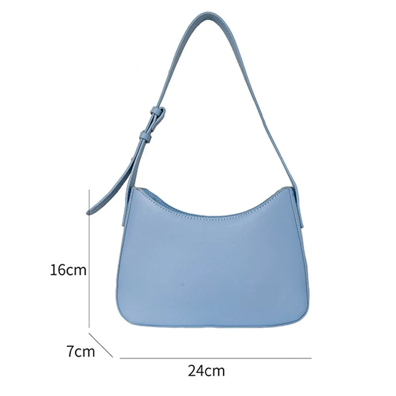 Women's PU Leather Zipper Underarm Bag Travel Handbag