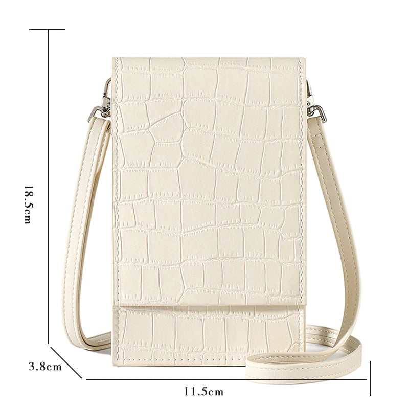 Women's PU Leather Crossbody Bag Flap Phone Shopper Bag