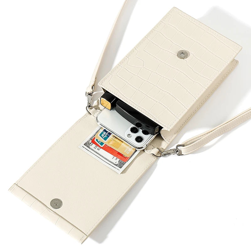 Women's PU Leather Crossbody Bag Flap Phone Shopper Bag