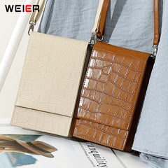 Women's PU Leather Crossbody Bag Flap Phone Shopper Bag
