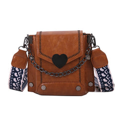 Heart-shaped Lock Shoulder Bag Retro Style