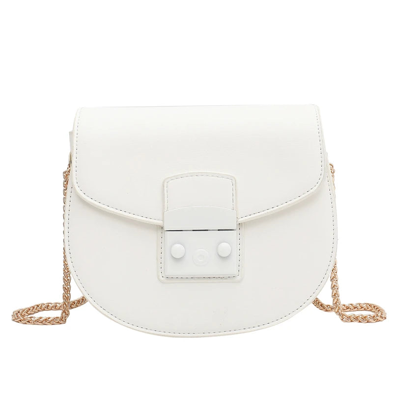 PU Leather Female Bag Messenger Bag Solid Yellow Red