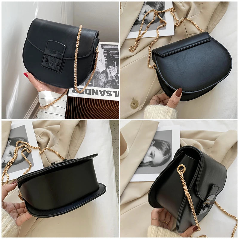 PU Leather Female Bag Messenger Bag Solid Yellow Red