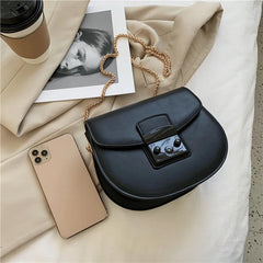 PU Leather Female Bag Messenger Bag Solid Yellow Red