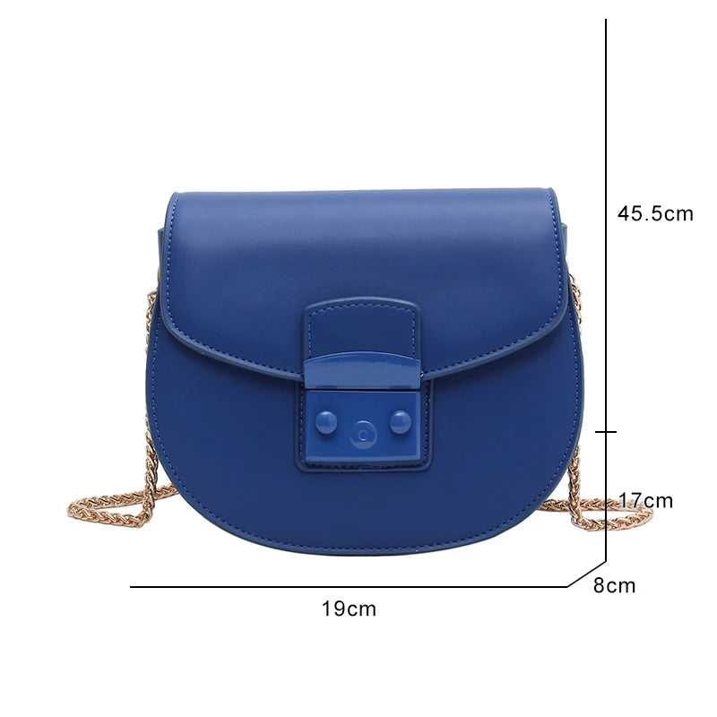 PU Leather Female Bag Messenger Bag Solid Yellow Red