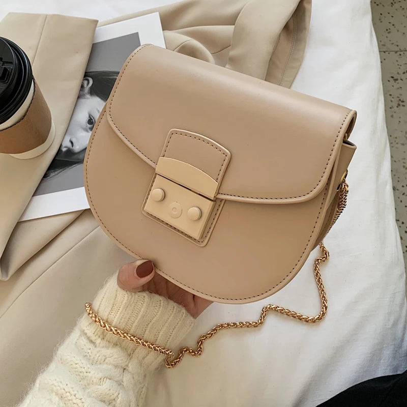 PU Leather Female Bag Messenger Bag Solid Yellow Red