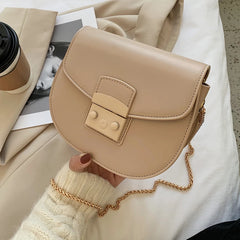 PU Leather Female Bag Messenger Bag Solid Yellow Red