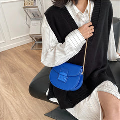 PU Leather Female Bag Messenger Bag Solid Yellow Red