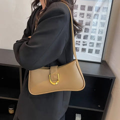 Women's PU Leather Underarm Bag Retro Travel Shoulder Bag