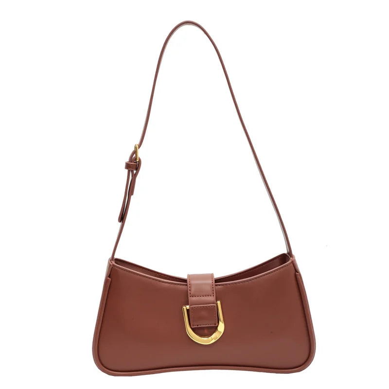 Women's PU Leather Underarm Bag Retro Travel Shoulder Bag