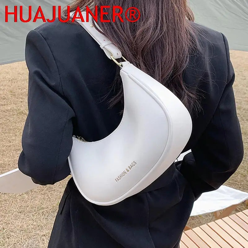 Women's Half-moon Small Underarm Bag Mini Clutch Pu Leather Handbag