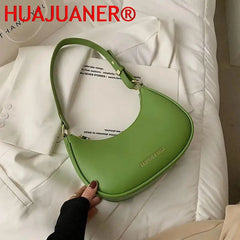 Women's Half-moon Small Underarm Bag Mini Clutch Pu Leather Handbag