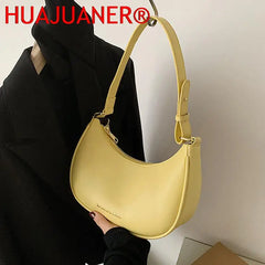 Women's Half-moon Small Underarm Bag Mini Clutch Pu Leather Handbag