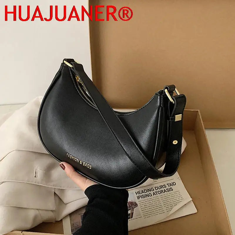 Women's Half-moon Small Underarm Bag Mini Clutch Pu Leather Handbag