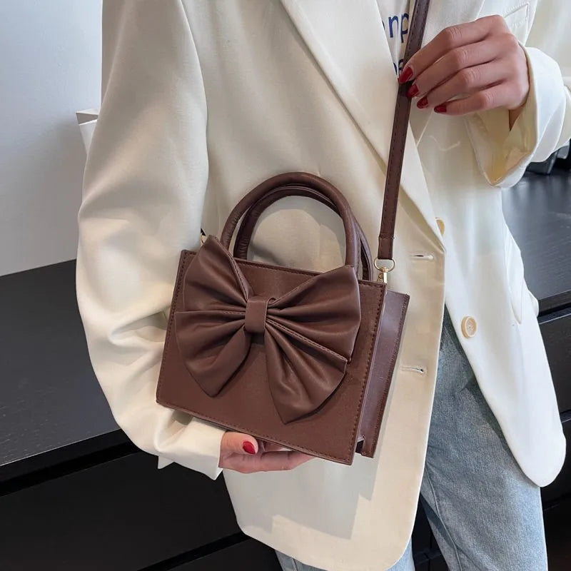 Bowknot Handbags Shoulder Bag Female Leather Lovely Girls Purse