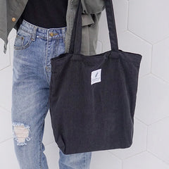 Corduroy Shoulder Bag Reusable Shopping Casual Tote Handbag