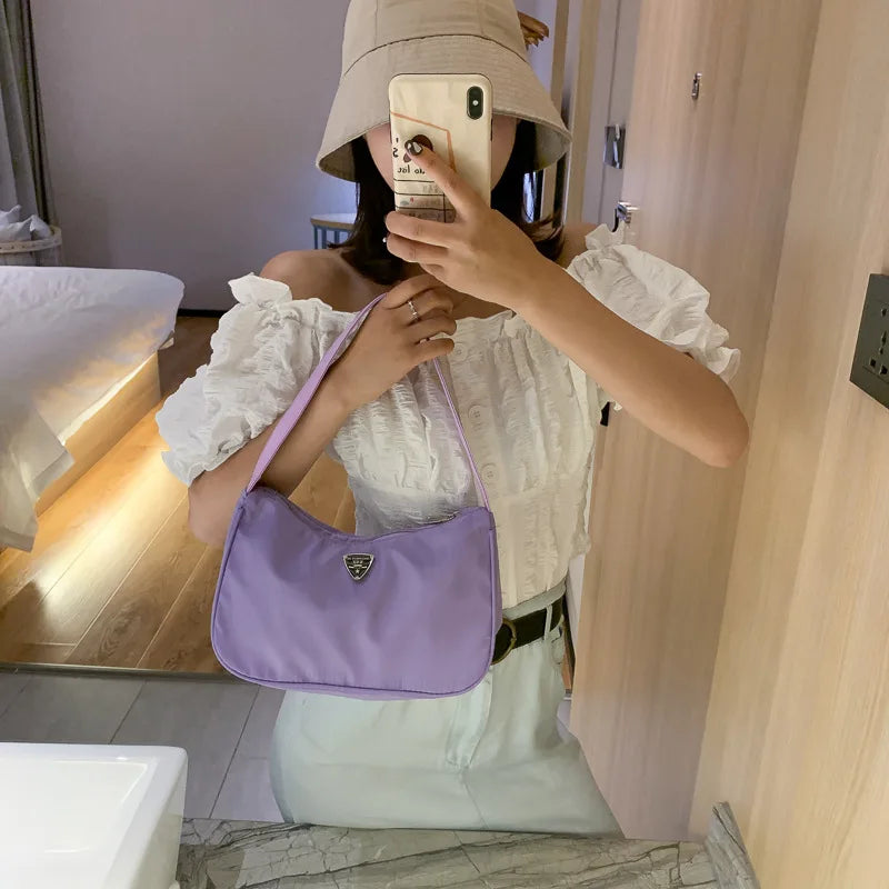 Women's Nylon Shoulder Bag Clutch Purse Solid Crossbody Handbags