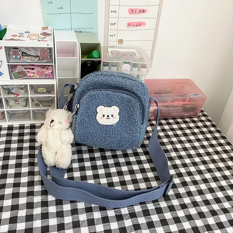 Sweet Bear Fur Crossbody Bag for Women