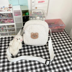 Sweet Bear Fur Crossbody Bag for Women