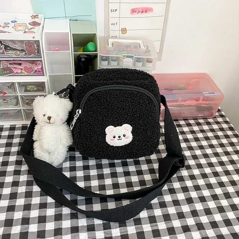Sweet Bear Fur Crossbody Bag for Women