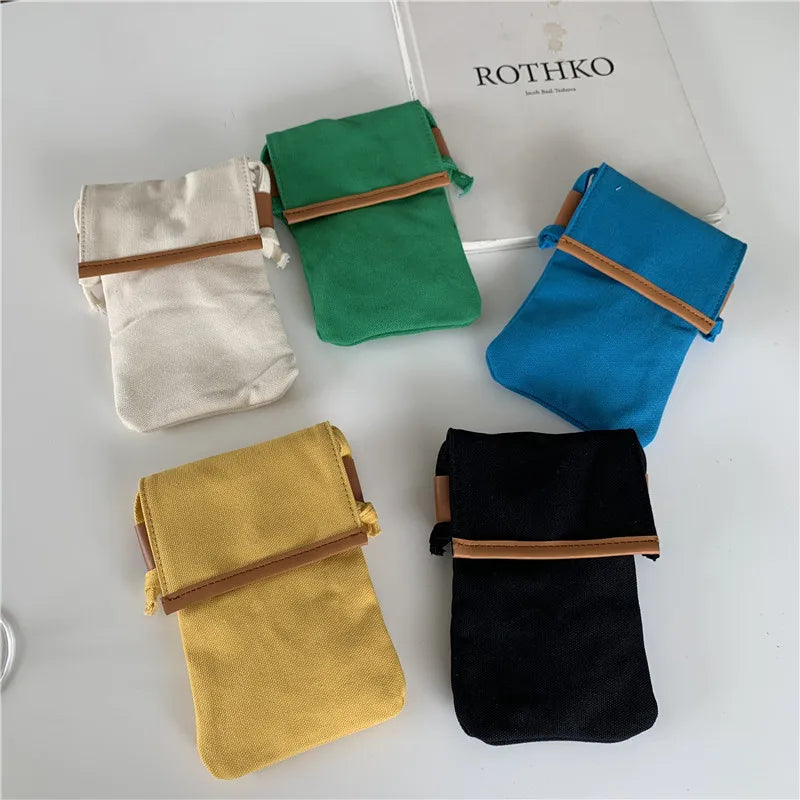Canvas Mini Crossbody Bag Shoulder Phone Bag Solid Female Casual Little Handbag