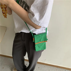 Canvas Mini Crossbody Bag Shoulder Phone Bag Solid Female Casual Little Handbag
