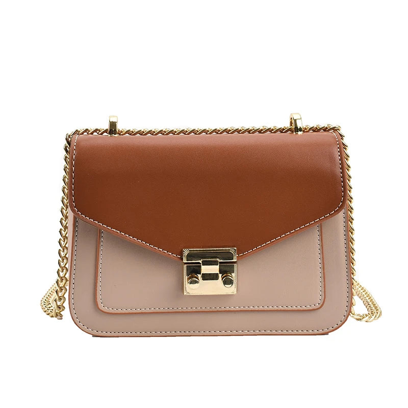Chain Leather Shoulder Messenger Bag for Women, Summer Square Handbag