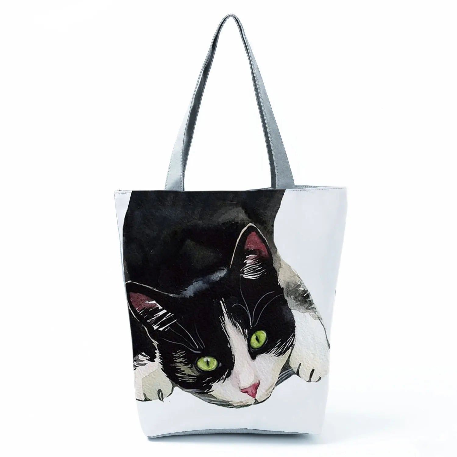 Cat Watercolor Eco Tote Bag for Women - Customize Painting Print