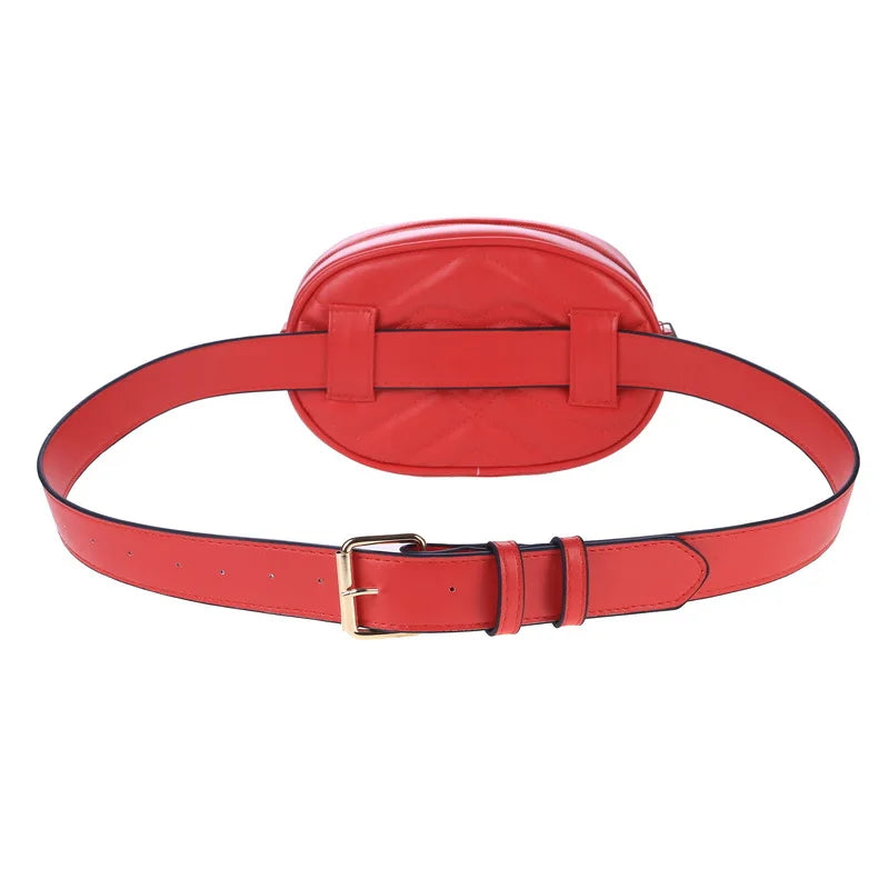 Quilted Waist Bag Vintage Shoulder Bag Leather Belt Bags