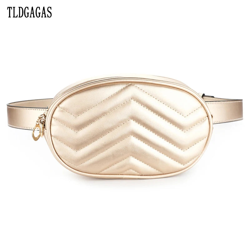 Quilted Waist Bag Vintage Shoulder Bag Leather Belt Bags