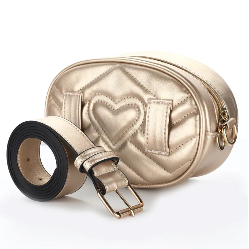 Quilted Waist Bag Vintage Shoulder Bag Leather Belt Bags