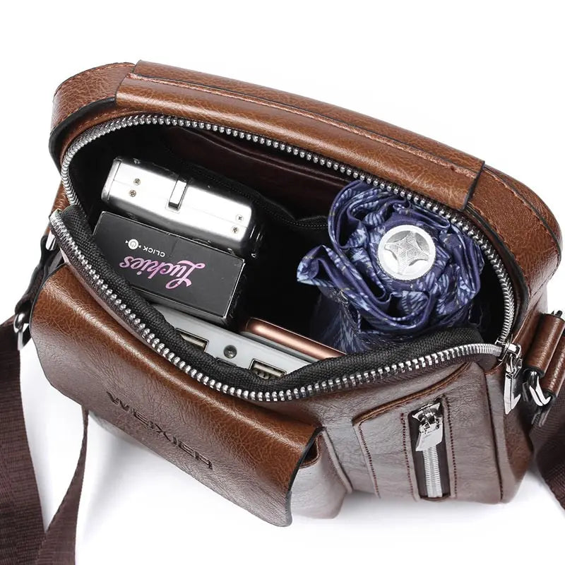 Vintage Leather Messenger Bag for Men Business Bolso Hombre