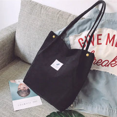 Corduroy Shoulder Bag Reusable Tote Handbag