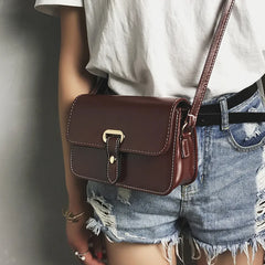 Retro Female Shoulder Bag Wild Belt Buckle Small Square Bag
