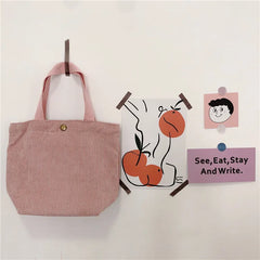 Corduroy Shoulder Bag Reusable Shopping Bags Casual Tote
