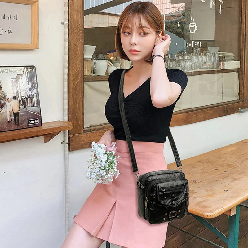 Women's Crossbody Shoulder Bag Flap Leather Mini Waist Bag