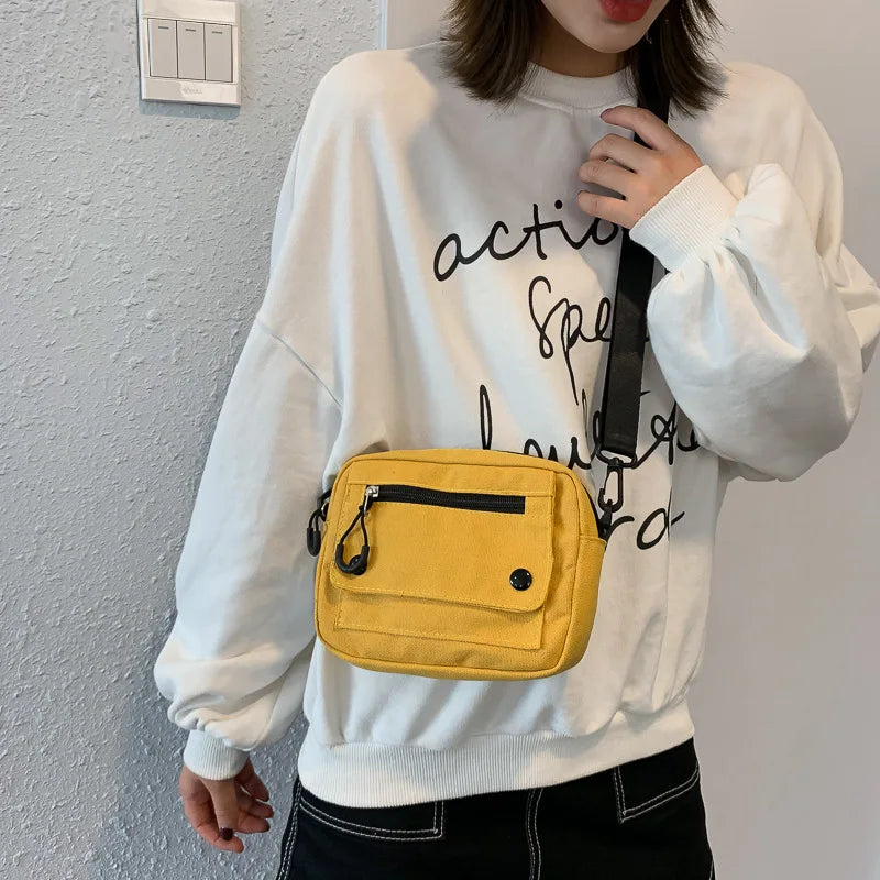 Canvas Handbag Zipper Shoulder Bag Casual Tote Outdoor Bag