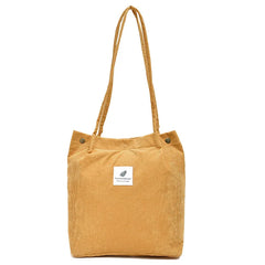 Corduroy Casual Tote Handbag, Shoulder Bag