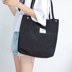 Corduroy Shoulder Bag Reusable Tote